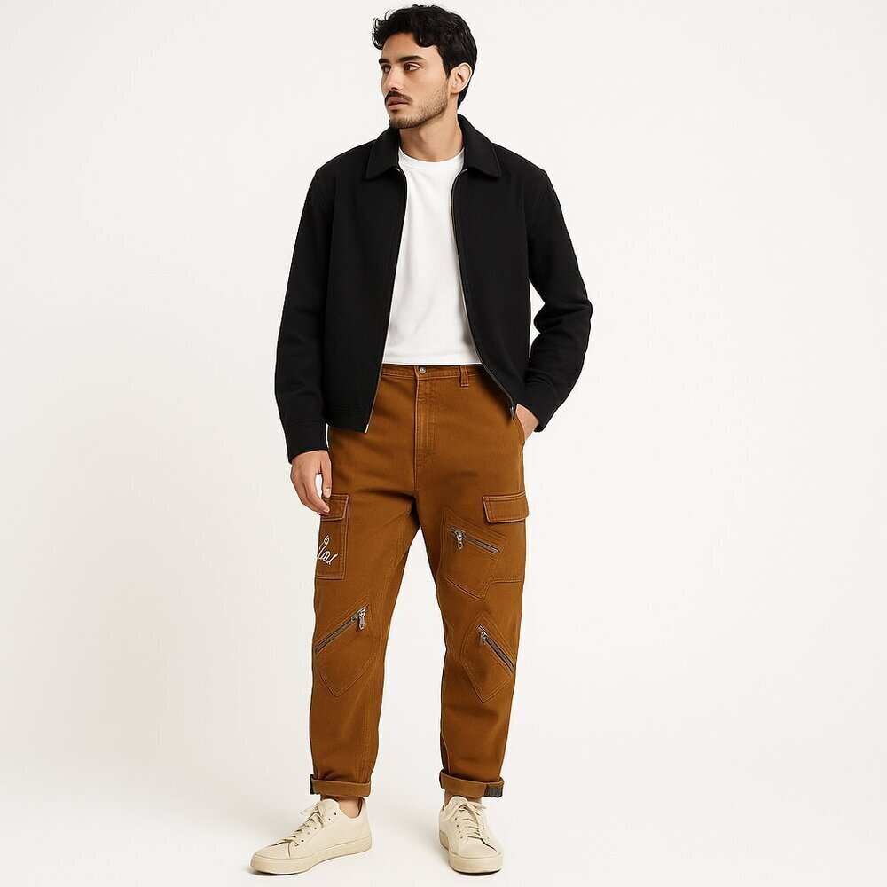 Zodum Denim Utility Cargo Workwear Pants Thrashed Brown Size 40 Gorpcore